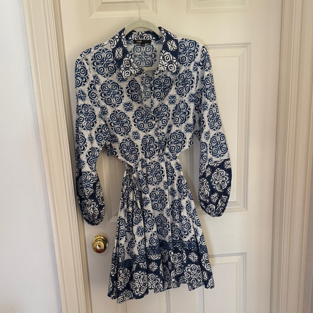 Maje Printed Cotton Poplin Dress